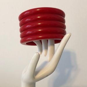 Wide, red bracelet